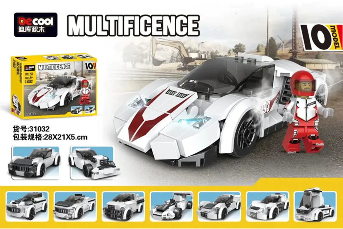 خرید لگو دکول چندگانه «ماشین مسابقه رودستر 10 مدل» Decool Multificence Flowing Roadster Lego 31032