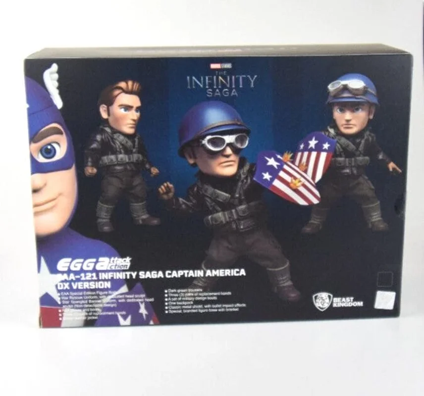 نمای پشت جعبه بستهبندی فیگور کاپیتان آمریکا - Packaging box of Captain America figure