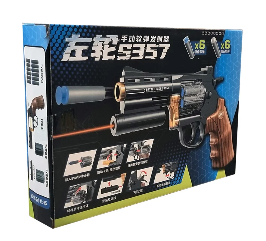 خرید تفنگ اسلحه تیر فومی بوئر «تفنگ هفت تیر تپانچه» Boer Revolver S357 Eva Gun Model Soft Bullet Gun Gb6675
