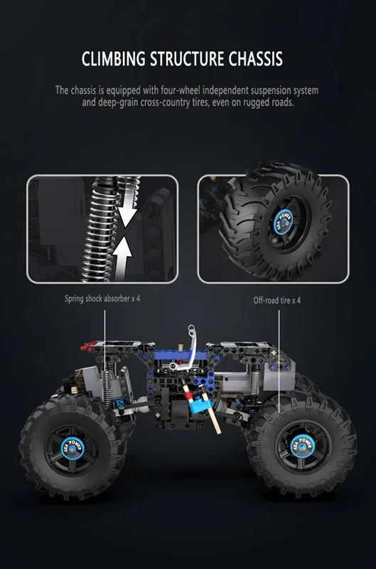 خرید لگو کادا «ماشین کنترلی هیولا اتومبیل RC 4x4 آفرود» CaDa Blocks Monster Truck with Remote Control 4x4 Off-Road C61008W