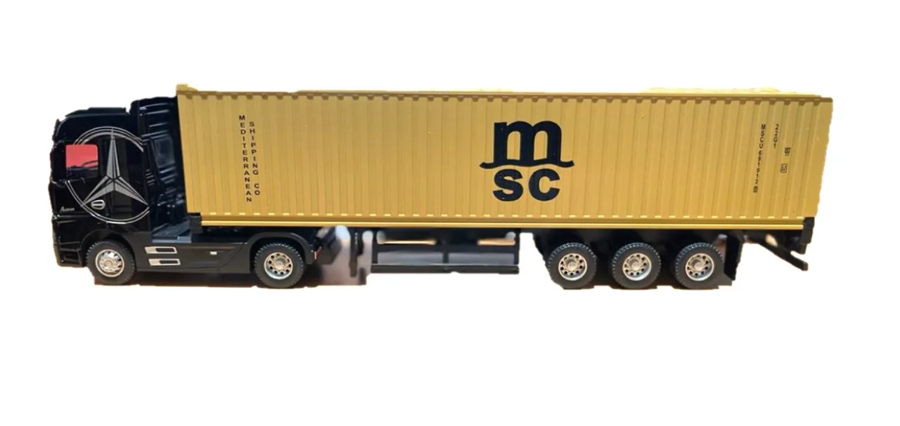 خرید ماشین فلزی «ماکت کامیون تریلی بنز آکتروس کانتینردار آلیاژی» ماشین فلزی Alloy Model Car Mercedes Benz Actros container truck JG2602
