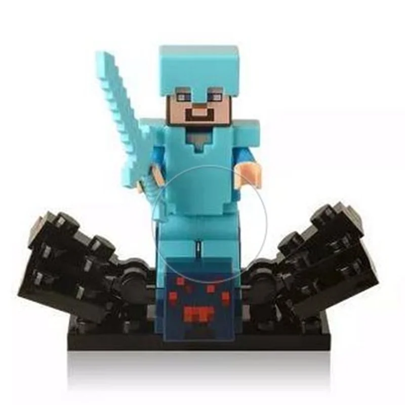 نمای جلوی مینی فیگور استیو  و اسپایدر با عنکبوت