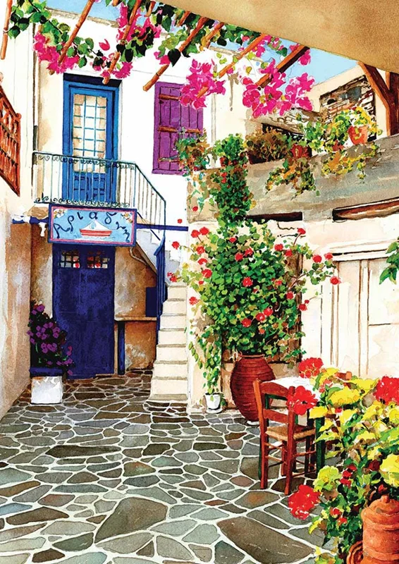 جلوی جعبه پازل حیاط گلدار