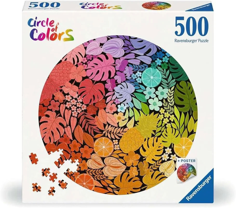 نمای جلوی جعبه پازل Ravensburger Circle of Colors Tropicale 500 pcs دایره رنگ ها