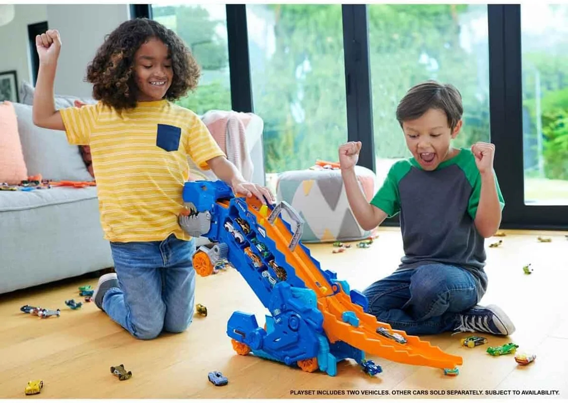 خرید پیست مسابقه نهایی، پیست هات ویلز، پیست شهر سرعت، پیست تیرکس، پیست بازی ماشین هات ویلز «ست بازی کامیون دایناسور تیرکس نهایی» پیست مسابقه  Hot Wheels Campionship Fight In Hot Wheels Ultimate T-rex Truck Game Set HNG50