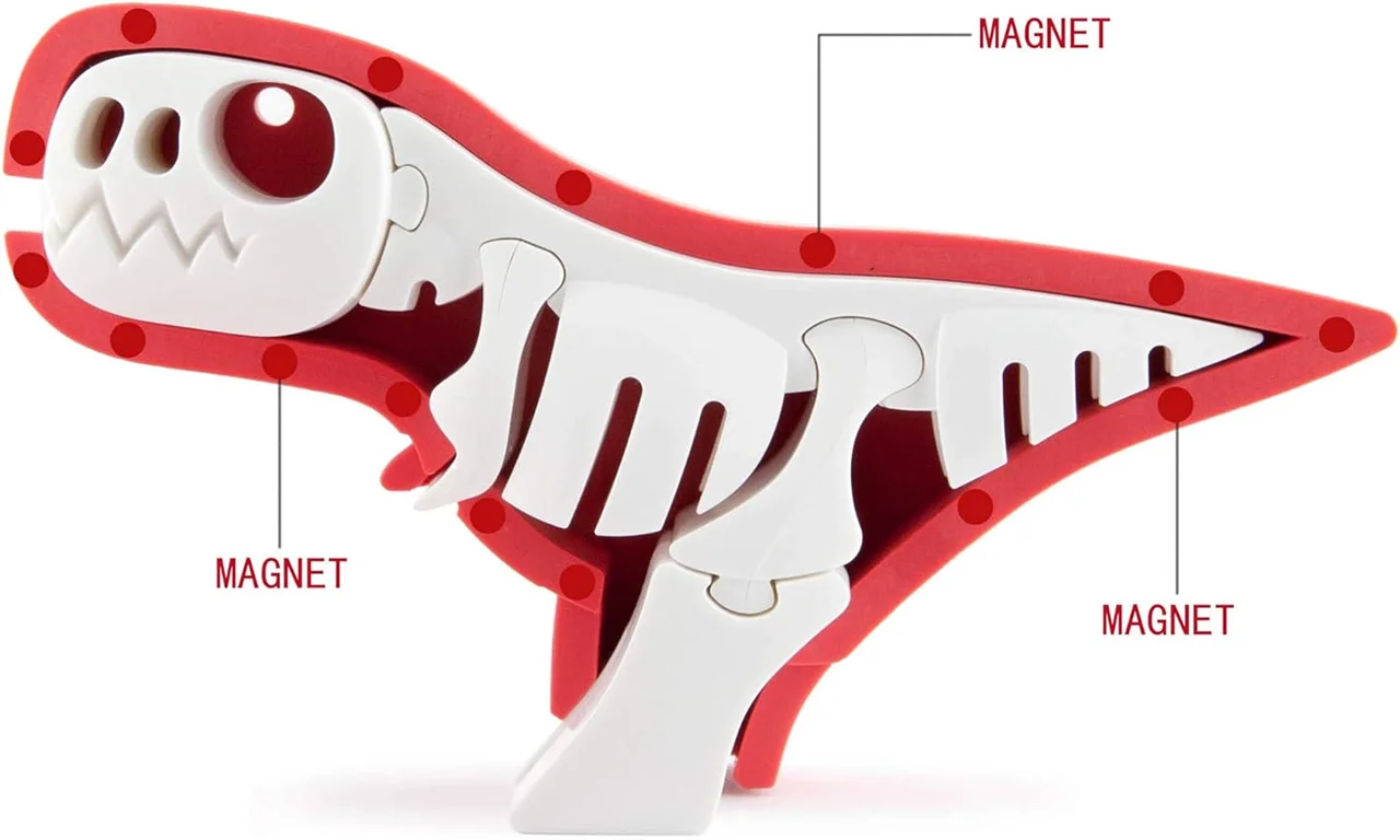 خرید بازی فکری ساختنی 3 بعدی مغناطیسی «دایناسور تیرکس»  Halftoys 3D Bone Puzzle Magnet Play Dino friends T-rex HDS002