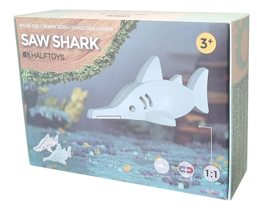 خرید بازی فکری ساختنی دایناسور 3 بعدی مغناطیسی «ساو شارک» Halftoys 3D Bone Puzzle Magnet Play Ocean friends Saw Shark HOS001