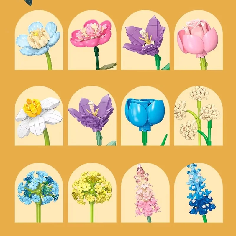 نمای نزدیک از همه گلهای لگو گلهای نوک انگشتی عاشقانه