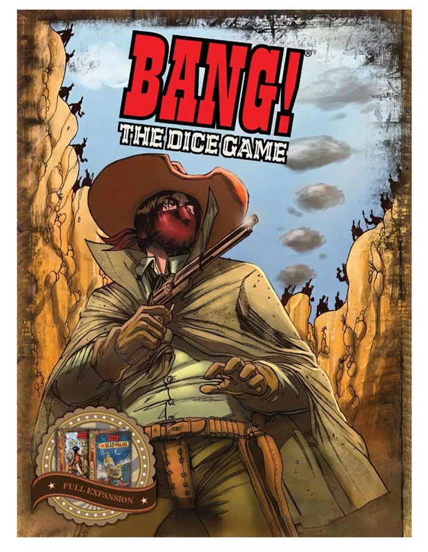 نمای جلوی جعبه بازی فکری Bang Dice Game با افزونهها