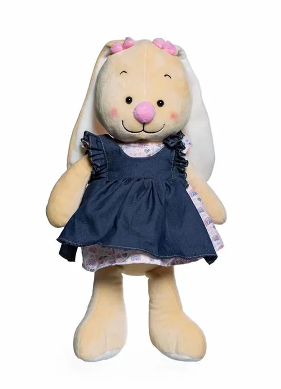 خرید اسباب بازی عروسک پولیشی یانیک تویز «خرگوش لباس جین پسر و دختر» Yanic Toys Rabbit denim clothes girl and boy Plush Doll AF100238A-B