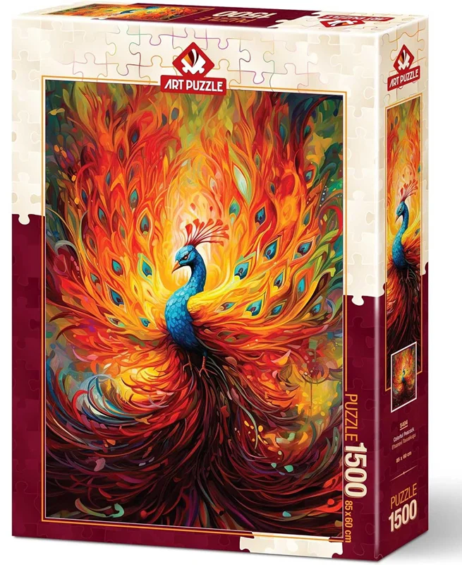 پازل طرح طاووس افسانهای ۱۵۰۰ تکه - نمای جعبه به صورت سه بعدی