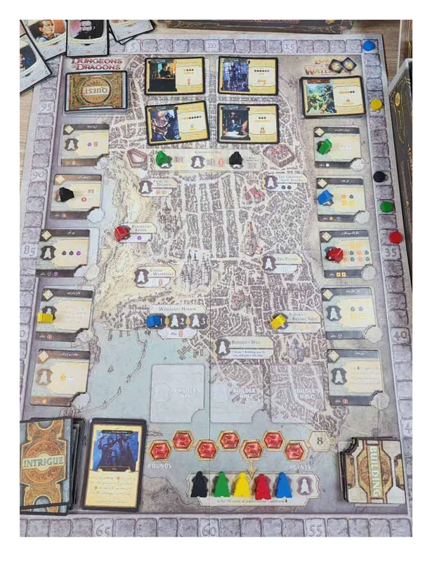 نمای صفحه بازی اربابان واتردیپ Lords of Waterdeep در حال اجرا