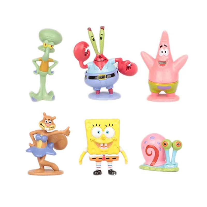 خرید ست 6 تایی فیگور «باب اسفنجی» 6pcs In one Set Spongebob Figure