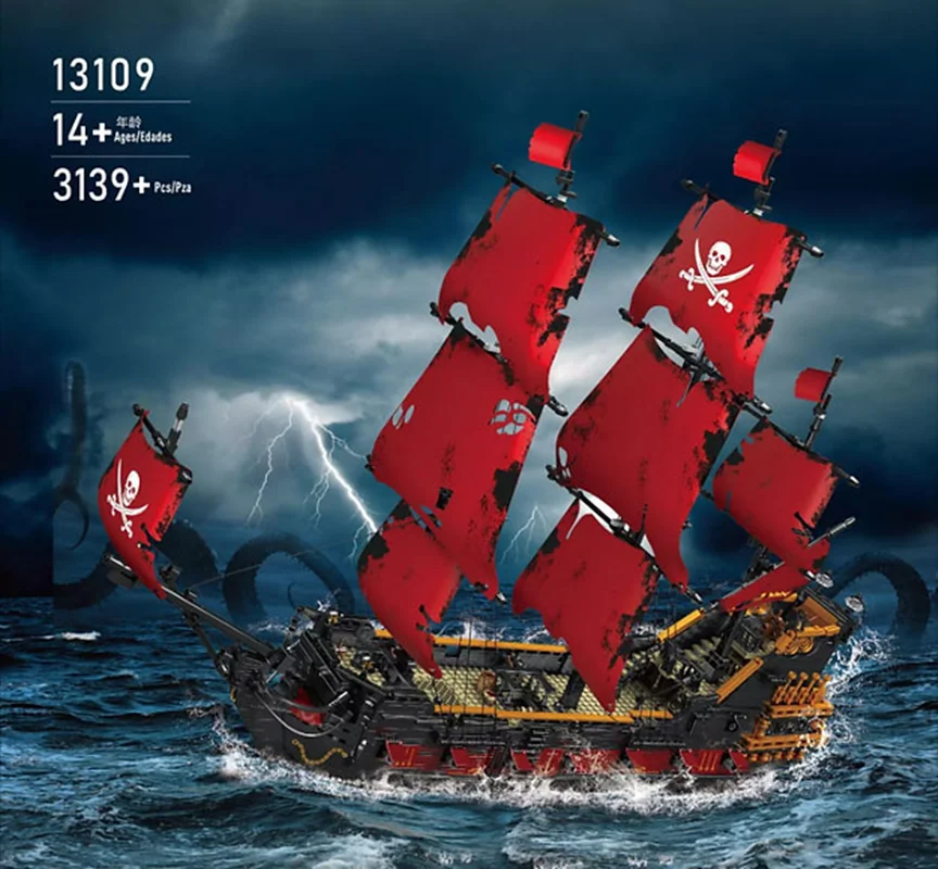 تصویر جلوی جعبه لگو کشتی Queen Anne's Revenge مدل Mould King 13109