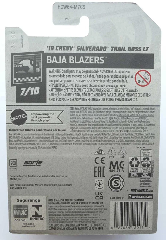 نمای پشت بستهبندی روکارتی ماشین فلزی هات ویلز 19 شِوی سیلورادو تریل باس LT 19 Chevy Silverado Trail Boss LT