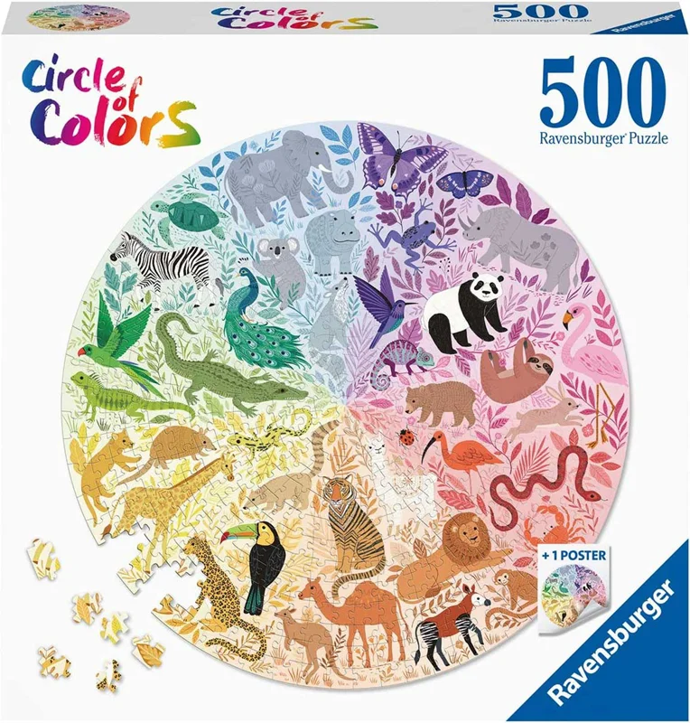 پازل رونزبرگر 500 تکه «دایره رنگی حیوانات» Ravensburger Circle Of Colors Animals 500 pcs 17172