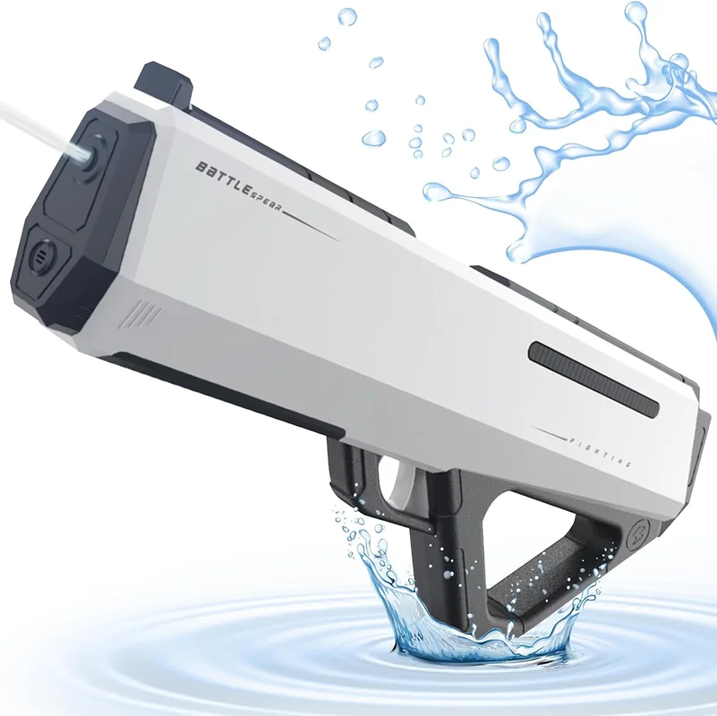 تفنگ آبپاش شارژی aogaite Electric Water Gun B-3 رنگ سفید – در حال پاشیدن آب