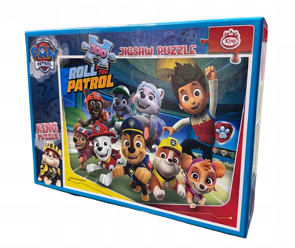 نمای جلوی جعبه محصول جعبه پازل آموزشی کودکان Education Jigsaw Puzzle King مدل سگهای نگهبان Roll Patrol