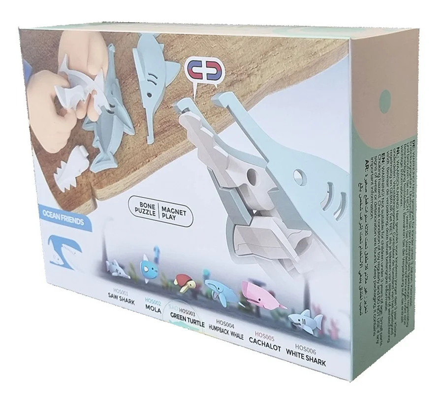 خرید بازی فکری ساختنی دایناسور 3 بعدی مغناطیسی «ساو شارک» Halftoys 3D Bone Puzzle Magnet Play Ocean friends Saw Shark HOS001