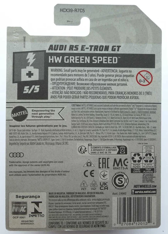 نمای پشت بستهبندی ماشین فلزی هات ویلز آئودی R-S E-Tron GT
