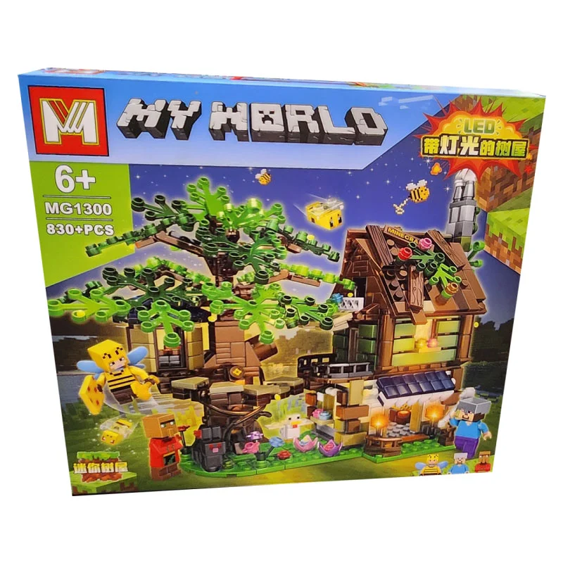 لگو ماینکرافت خانه درختی شبانه My World MG 1300 نمای سهبعدی جعبه