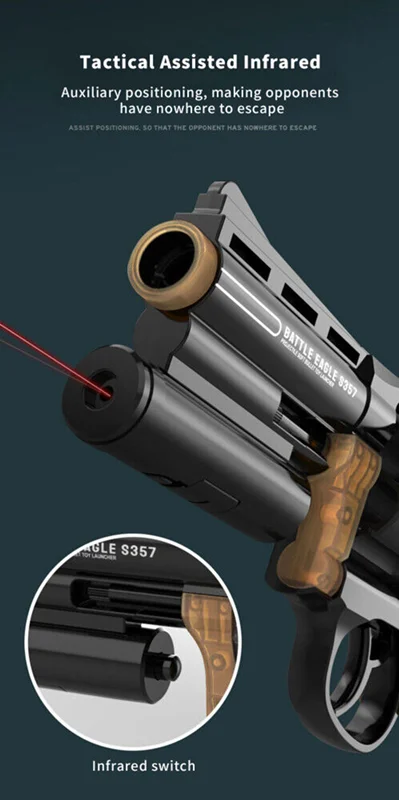 خرید تفنگ اسلحه تیر فومی بوئر «تفنگ هفت تیر تپانچه» Boer Revolver S357 Eva Gun Model Soft Bullet Gun Gb6675