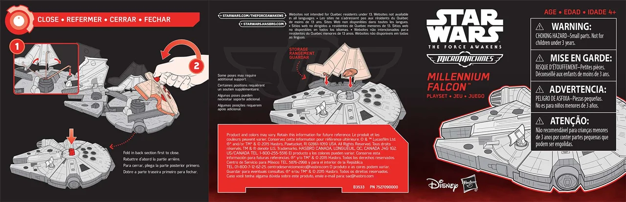 ست بازی هاسبرو دیزنی جنگ ستارگان: بیداری نیرو - ماکت میکرو ماشینها از میلینیوم فالکون 83533 - مناسب برای کلکسیون و هدیه