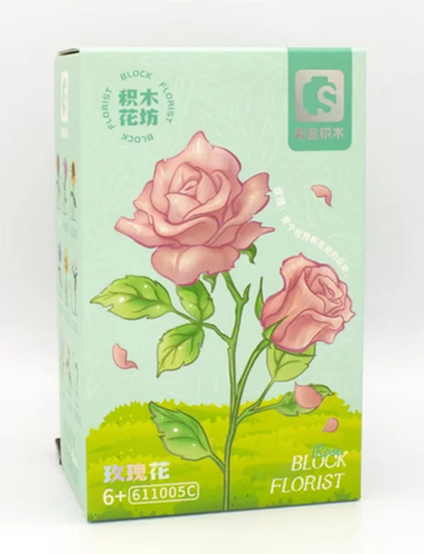 پشت جعبه بستهبندی لگو شاخه گل رز صورتی Pink Rose 611005C