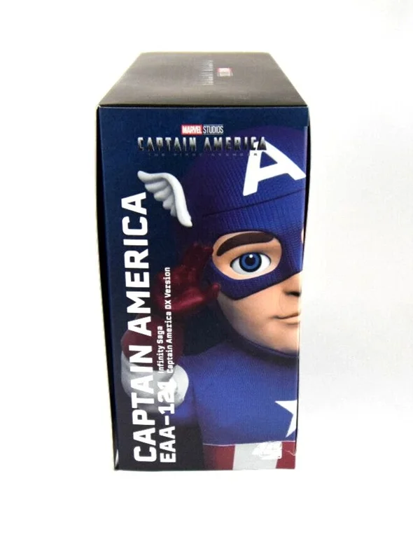 نمای کنار جعبه بستهبندی فیگور کاپیتان آمریکا - Packaging box of Captain America figure