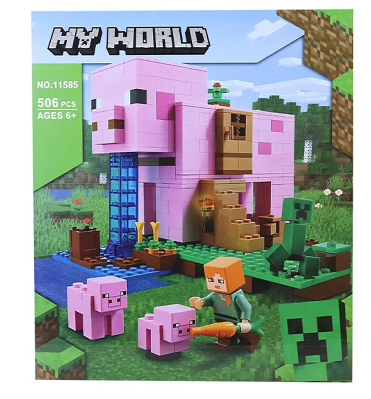 لگو Minecraft Pig مدل ۱۱۵۸۵ ساختهشده نمای جلو