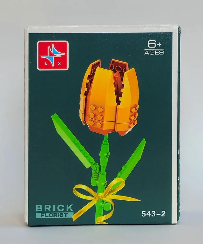 نمای جلوی جعبه لگو شاخه گل لاله نارنجی Tulip Flower 543-2