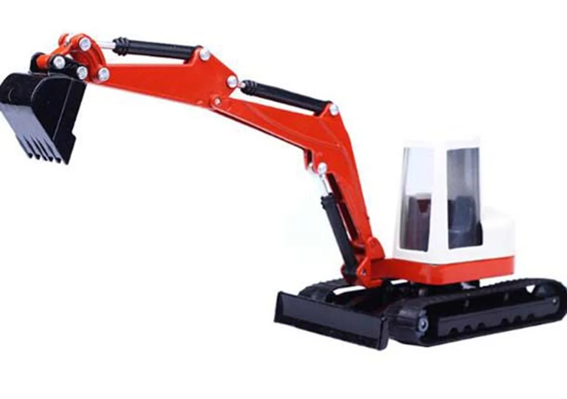 ماکت فلزی هوایی تویز های تراک «ماشین بیل مکانیکی سفید و نارنجی» Hy Truck Huayi Toys Diecast Excavator Orange White 6012-4