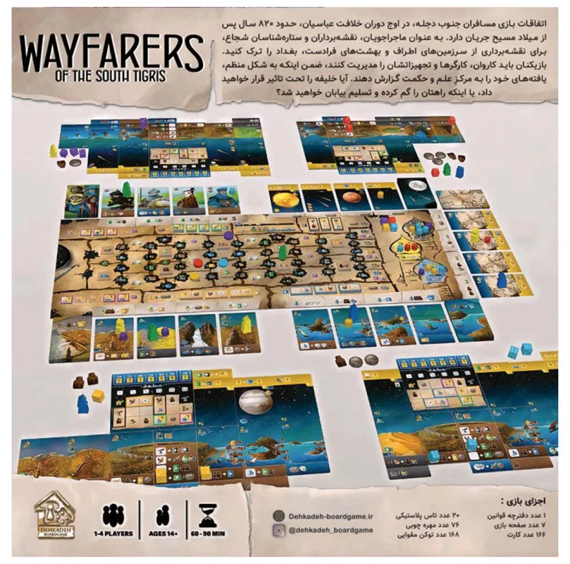 نقشه بازی مسافران جنوب دجله با اجزای مختلف