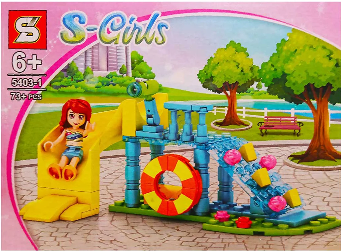 خرید لگو اس وای «شهر بازی همراه با 1 مینی فیگور، سُرسُره» SY Block S-Girls Lego 5403-1