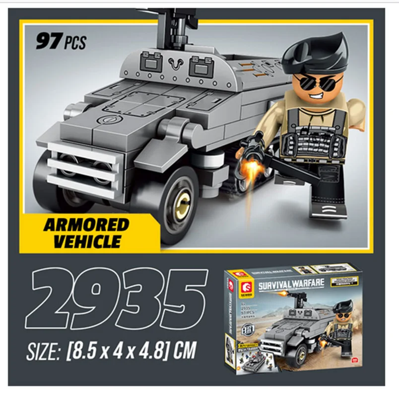 لگو خودرو زرهی نیمه ردیابی، لگو تانک پنتر، لگو تانک تعقیب کننده، لگو هواپیمای جنگنده، لگو برند سمبو بلاک لگو «خودرو زرهی ردیابی» Lego Tank Survival Warfare Semi Trackrd Armored Vehicle 2935