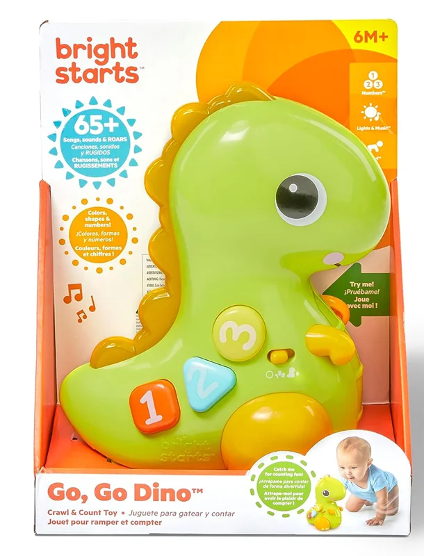 خرید اسباب بازی بریت استارتس «گربه GO Go Dino» دایناسور گوگو دینو  Bright Starts Go Go Dino Cat and Count Baby Toy P1321Bright Starts Go Go Dino Cat and Count Baby Toy P1321
