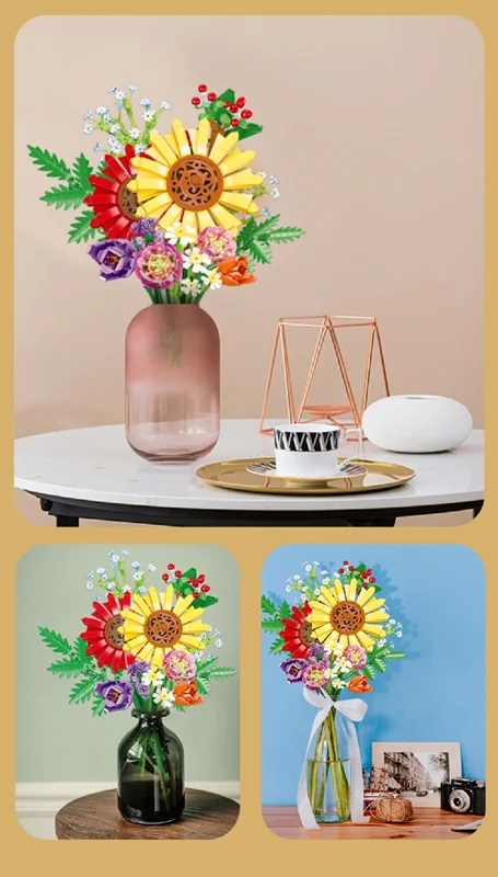 لگو دسته گل میدسامر Jie Star Date With Midsummer JJ9028 در گلدان دکوارتیو