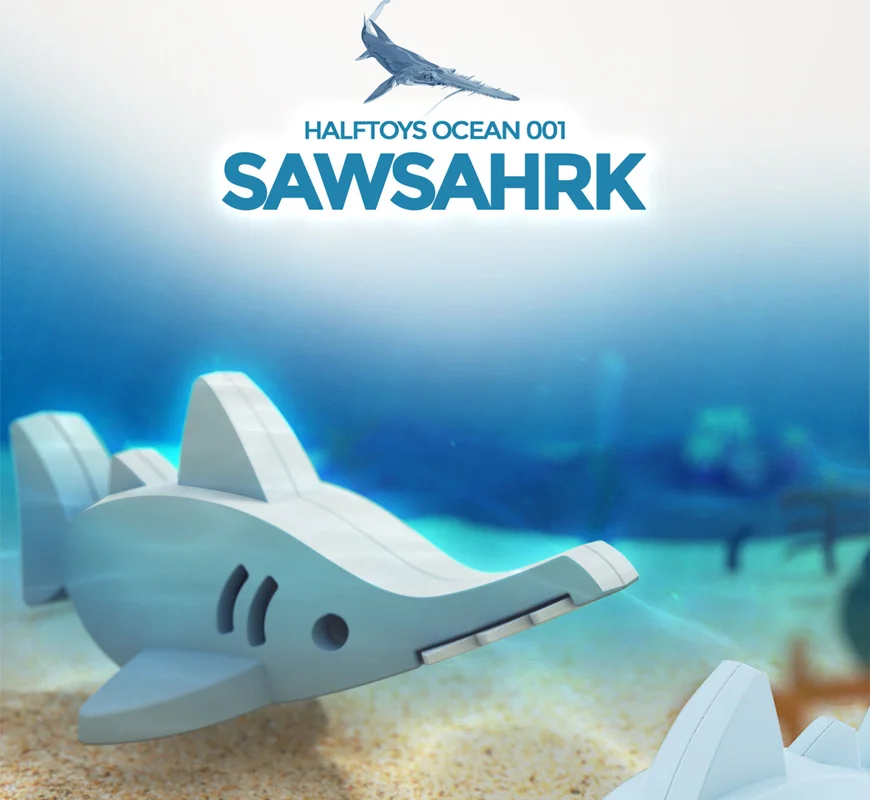 خرید بازی فکری ساختنی دایناسور 3 بعدی مغناطیسی «ساو شارک» Halftoys 3D Bone Puzzle Magnet Play Ocean friends Saw Shark HOS001