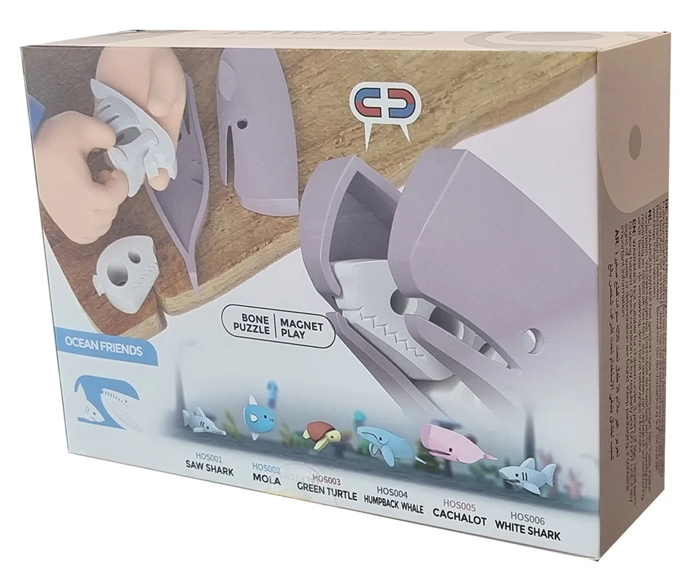 خرید بازی فکری ساختنی مغناطیسی وال، نهنگ، حیوان دریایی، ماهی 3 بعدی مغناطیسی «وال کاچالوت: نهنگ» Halftoys Magnetic 3D Bone Puzzle Magnet Play Ocean Friends Cachalot whale HOS005