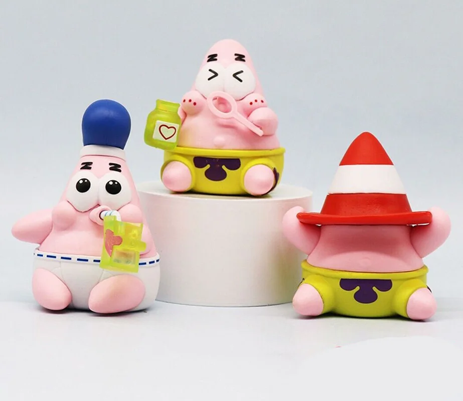 سه تایی فیگور باب اسفنجی و پاتریک در حالت نشسته