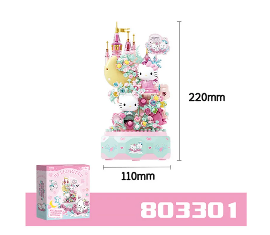 ابعاد لگو موزیکال قلعه گل هلو کیتی 803301 – Hello Kitty