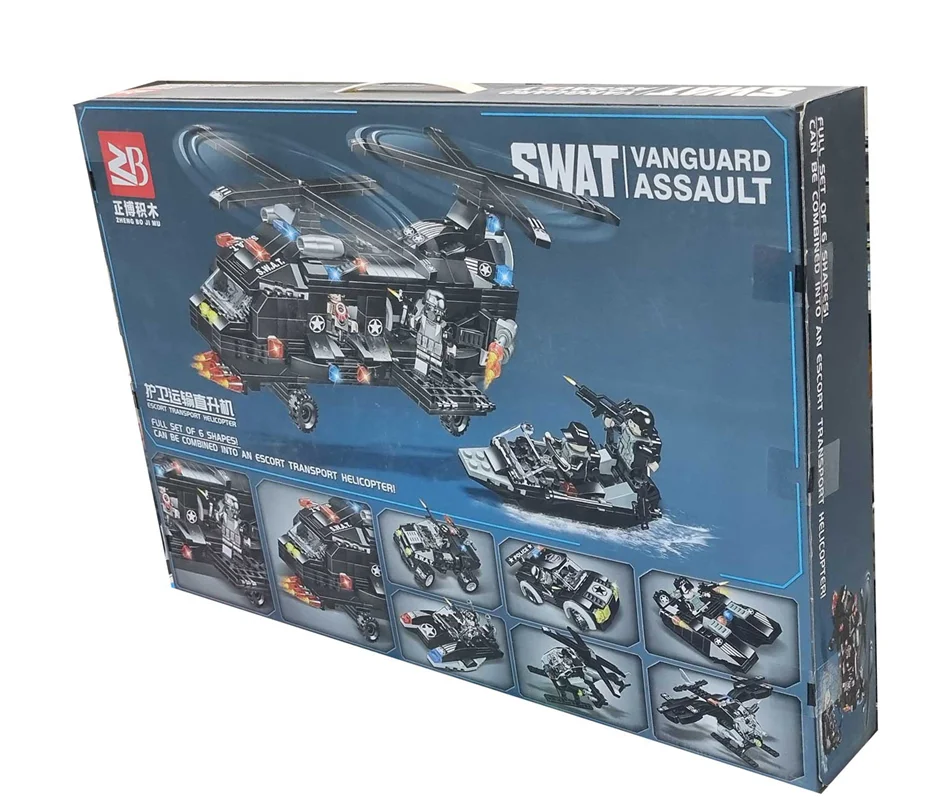 تصویر نمای پشت جعبه – نمای پشت جعبه با توضیحات محصول هلیکوپتر حمل و نقل اسکورت