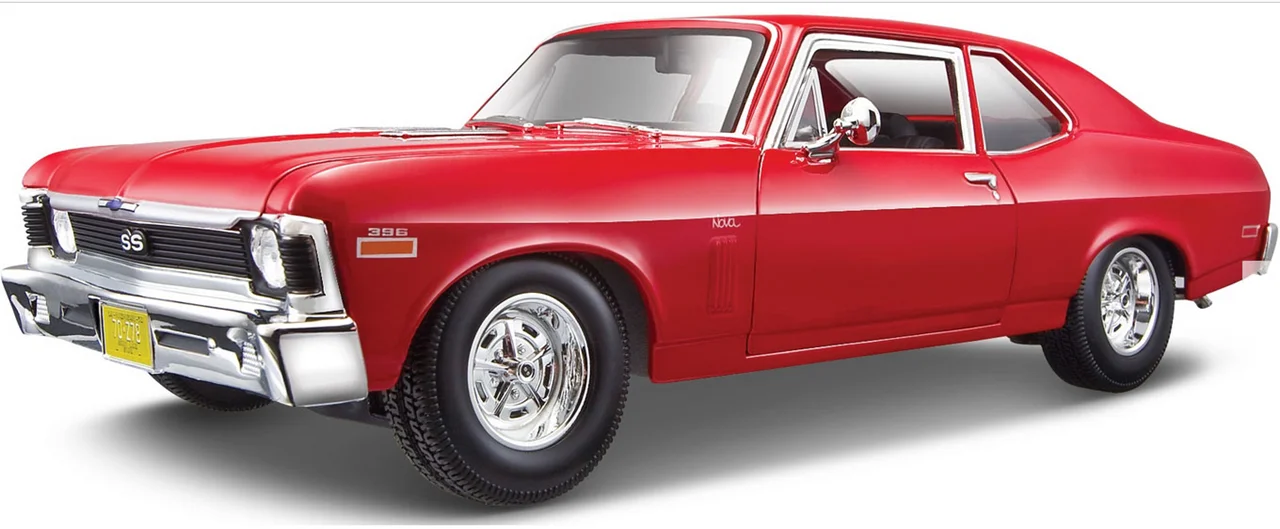 خرید ماشین فلزی مایستو «شورولت نوا 1970 Ss» ماشین فلزی Maisto 1970 Chevrolet Nova Ss Coupe Red 31132
