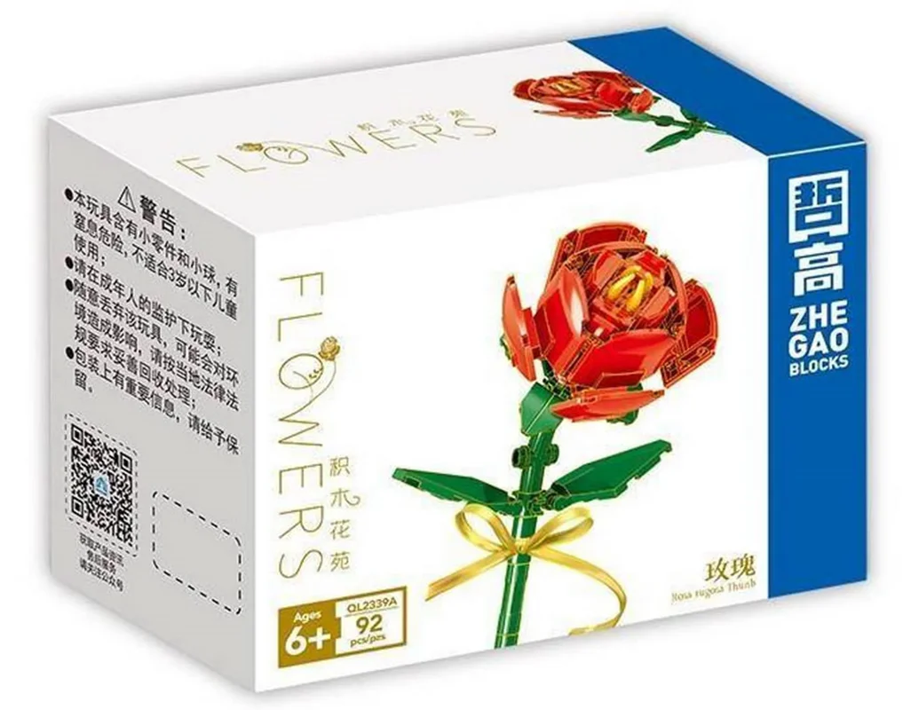 نمای جلوی جعبه لگو گل رز Rugosa مدل QL2339A
