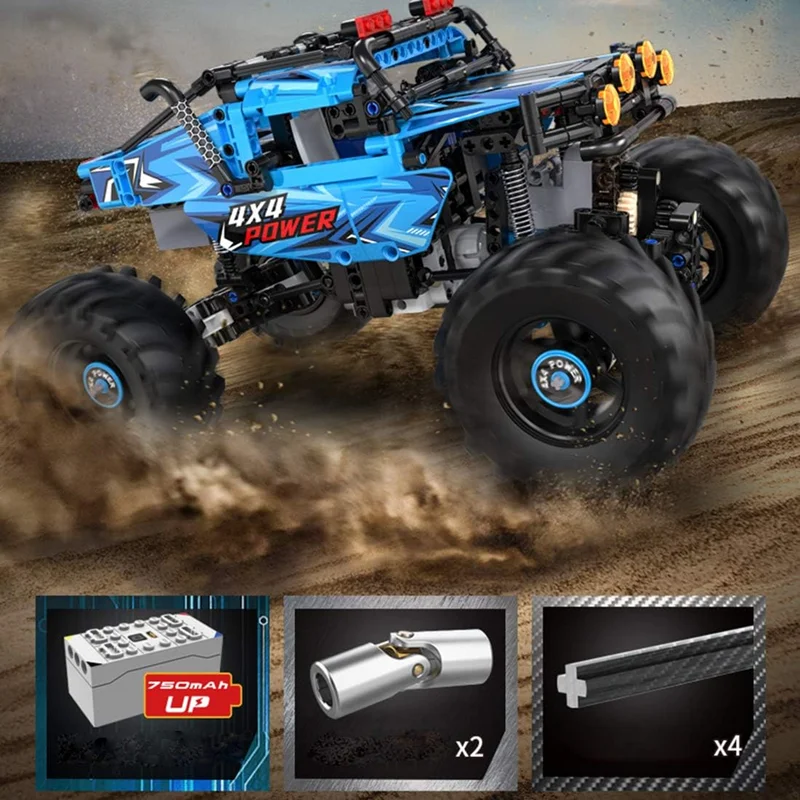 خرید لگو کادا «ماشین کنترلی هیولا اتومبیل RC 4x4 آفرود» CaDa Blocks Monster Truck with Remote Control 4x4 Off-Road C61008W