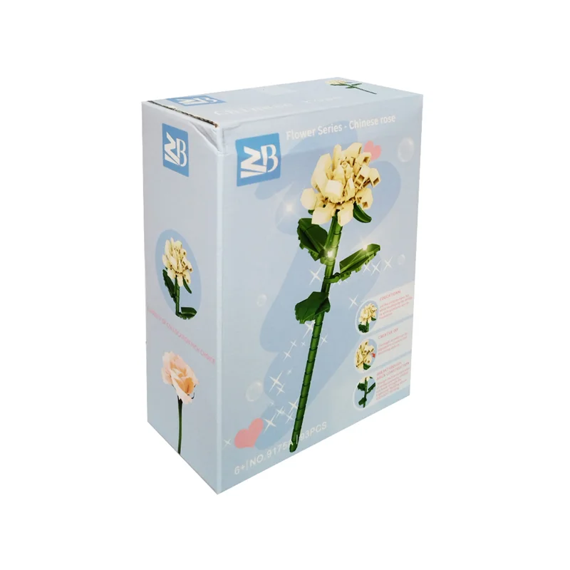 نمای سه بعدی از لگو گل رز چینی Chinese Rose ZB Flower Series