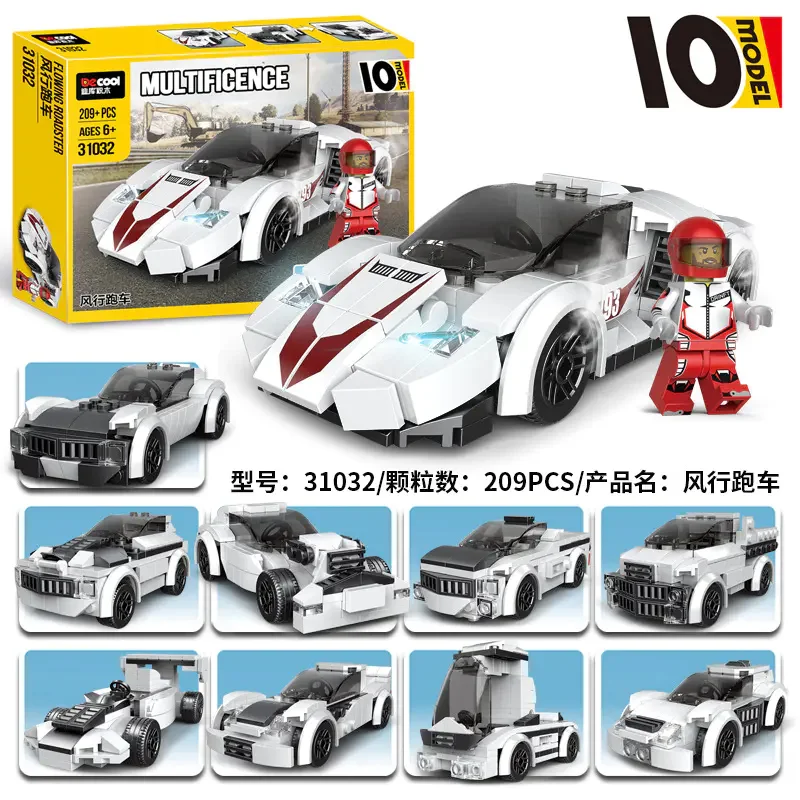 خرید لگو دکول چندگانه «ماشین مسابقه رودستر 10 مدل» Decool Multificence Flowing Roadster Lego 31032