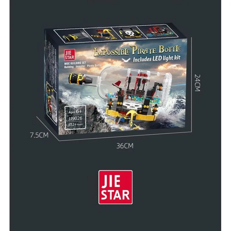 ۱. لگو کشتی در بطری JIE STAR Impossible Pirate Bottle اندازه ها