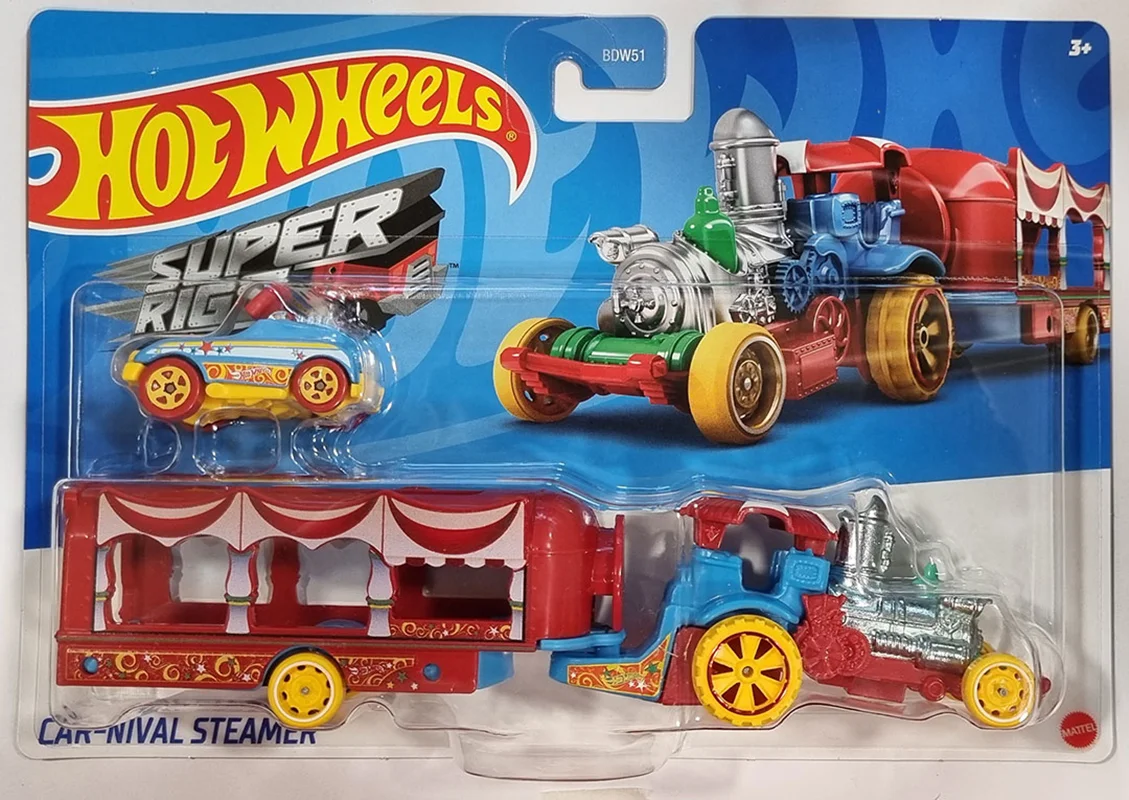 خرید ماشین فلزی هات ویلز کامیون «کار نیوال استیمر» کامیون فلزی Hot Wheels Super Car-Nival Steamer FKW89-LA135 BDW51