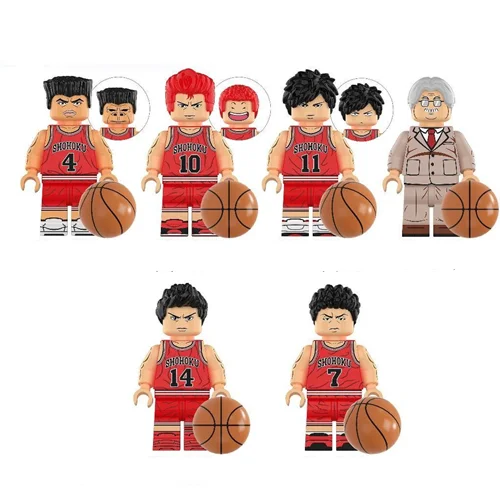 مینی فیگور لگو مجموعه 6 عددی بازیکنان بسکتبال انیمه اسلم دانک Slam Dunk